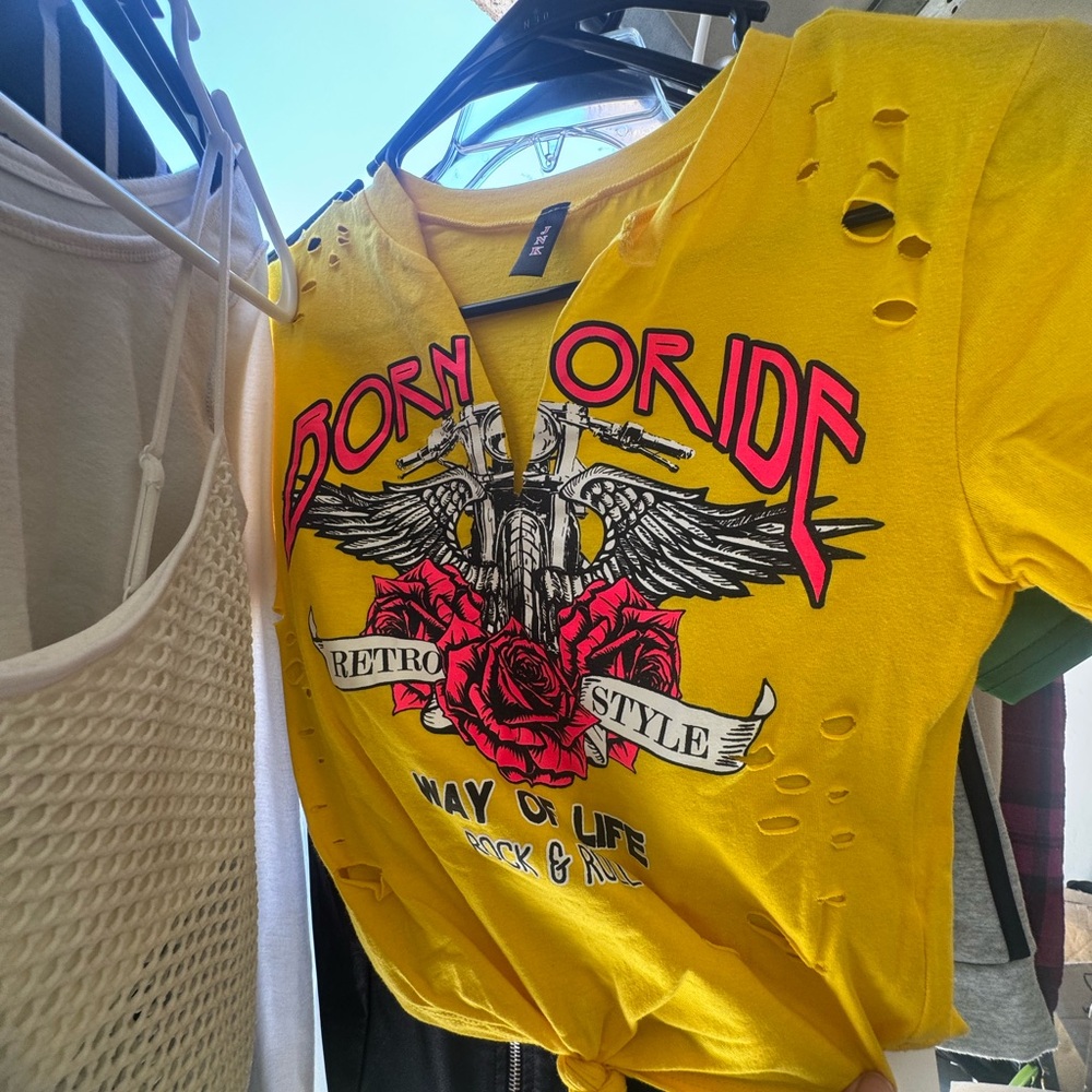 Born to Ride Yellow woman’s crop tshirt